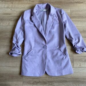 Ricki’s blazer lilac ruched‎ 3/4 sleeves notch collar single button